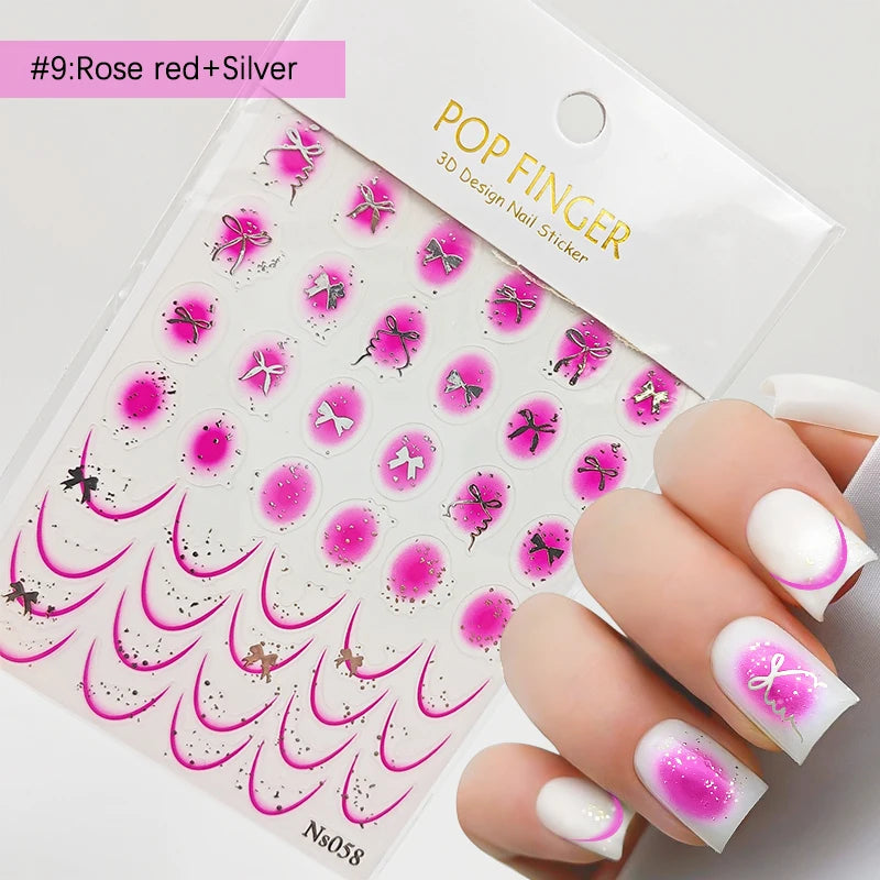3D White Bowknot Flower Nail Art Sticker Ultra-Thin Self-Adhesive Slider Summer Nail Art Decal Decoration DIY Manicure Accesorie