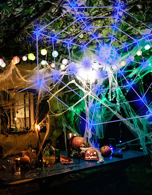 Load image into Gallery viewer, Halloween LED Spider Web Light,Horror Festival Theme Yard Decoration,Usb Remote-Control Glowing Spider Web Light for Indoor Outdoor Setup
