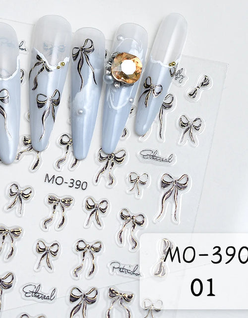 Load image into Gallery viewer, 3D White Bowknot Flower Nail Art Sticker Ultra-Thin Self-Adhesive Slider Summer Nail Art Decal Decoration DIY Manicure Accesorie
