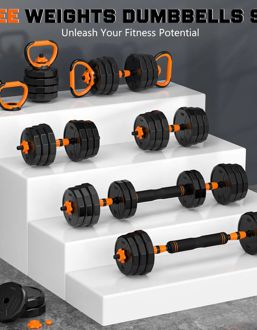 Load image into Gallery viewer, 66Lb 4-In-1 Adjustable Dumbbells Set Free Weight Set with Connector Used as Barbell, Kettlebells, Push up Stand, Fitness Exercises for Home Gym Suitable Men/Women

