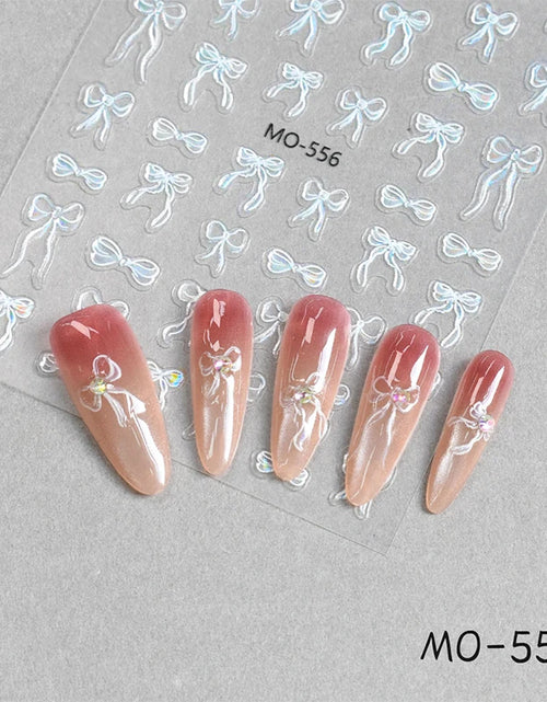 Load image into Gallery viewer, 3D White Bowknot Flower Nail Art Sticker Ultra-Thin Self-Adhesive Slider Summer Nail Art Decal Decoration DIY Manicure Accesorie
