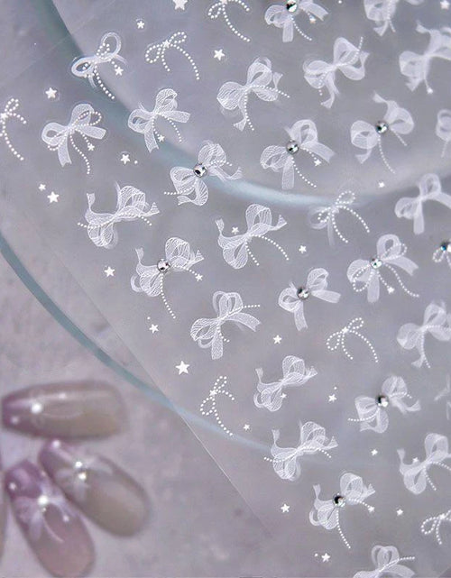 Load image into Gallery viewer, 3D White Bowknot Flower Nail Art Sticker Ultra-Thin Self-Adhesive Slider Summer Nail Art Decal Decoration DIY Manicure Accesorie
