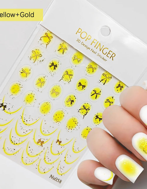 Load image into Gallery viewer, 3D White Bowknot Flower Nail Art Sticker Ultra-Thin Self-Adhesive Slider Summer Nail Art Decal Decoration DIY Manicure Accesorie
