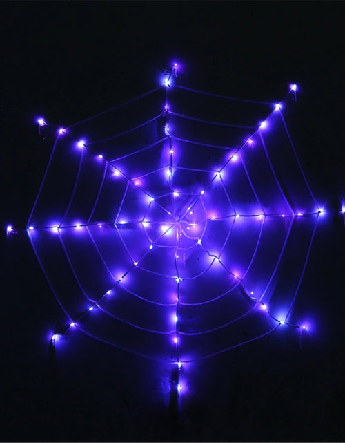 Load image into Gallery viewer, Halloween LED Spider Web Light,Horror Festival Theme Yard Decoration,Usb Remote-Control Glowing Spider Web Light for Indoor Outdoor Setup
