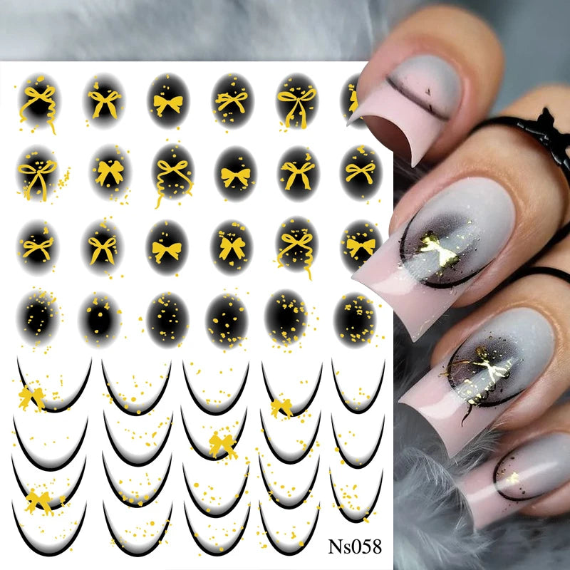 3D White Bowknot Flower Nail Art Sticker Ultra-Thin Self-Adhesive Slider Summer Nail Art Decal Decoration DIY Manicure Accesorie