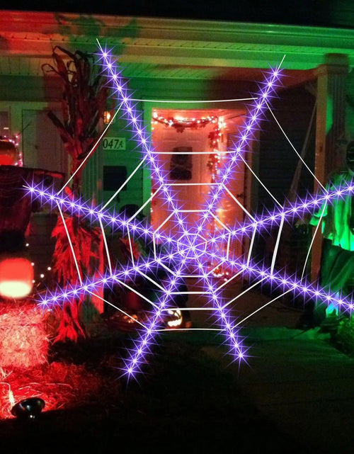 Load image into Gallery viewer, Halloween LED Spider Web Light,Horror Festival Theme Yard Decoration,Usb Remote-Control Glowing Spider Web Light for Indoor Outdoor Setup
