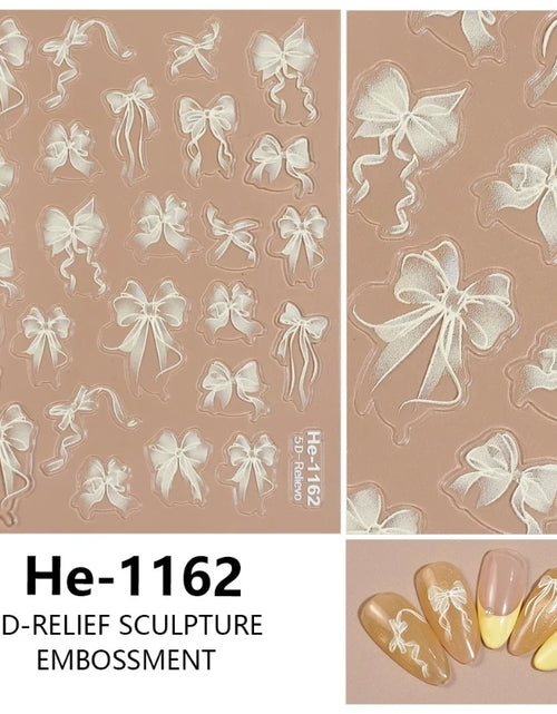 Load image into Gallery viewer, 3D White Bowknot Flower Nail Art Sticker Ultra-Thin Self-Adhesive Slider Summer Nail Art Decal Decoration DIY Manicure Accesorie
