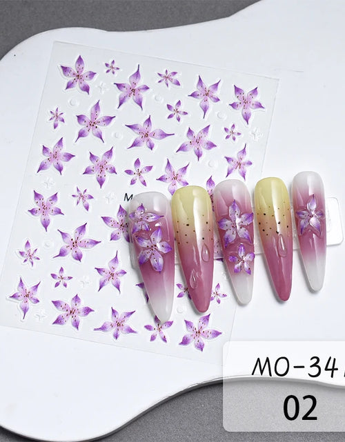 Load image into Gallery viewer, 3D White Bowknot Flower Nail Art Sticker Ultra-Thin Self-Adhesive Slider Summer Nail Art Decal Decoration DIY Manicure Accesorie
