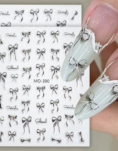 Load image into Gallery viewer, 3D White Bowknot Flower Nail Art Sticker Ultra-Thin Self-Adhesive Slider Summer Nail Art Decal Decoration DIY Manicure Accesorie
