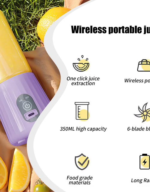 Load image into Gallery viewer, Home Essentials Kitchen Small Appliances Portable Blenders , Juicer for Shakes , Fruit Juicer USB Rechargeable with 6 Blades, Handheld Blenders for Sports Travel and Outdoors Clearance
