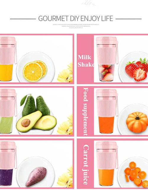 Load image into Gallery viewer, Portable Blender Cordless Smoothies and Shakes Detachable Personal Size Juicer Cup with USB Rechargeable Four Blades Fruit Mixing Machine 10Oz Travel Mini Mixer Handheld Blender for Sports Gym Pink (Pink)
