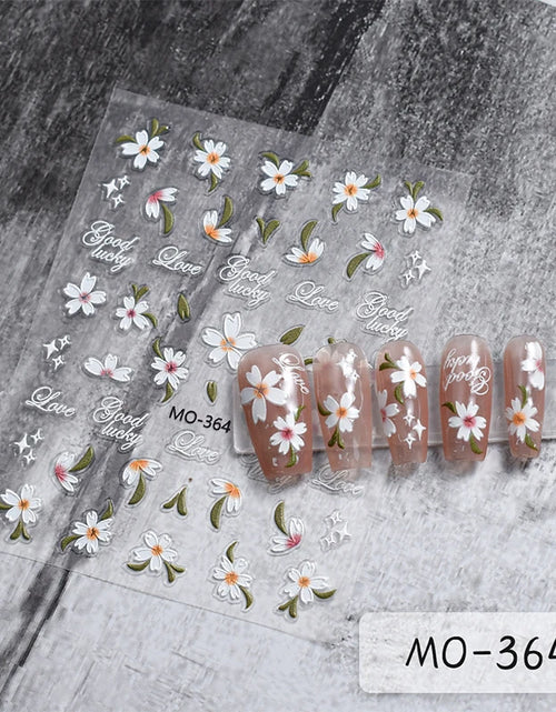 Load image into Gallery viewer, 3D White Bowknot Flower Nail Art Sticker Ultra-Thin Self-Adhesive Slider Summer Nail Art Decal Decoration DIY Manicure Accesorie
